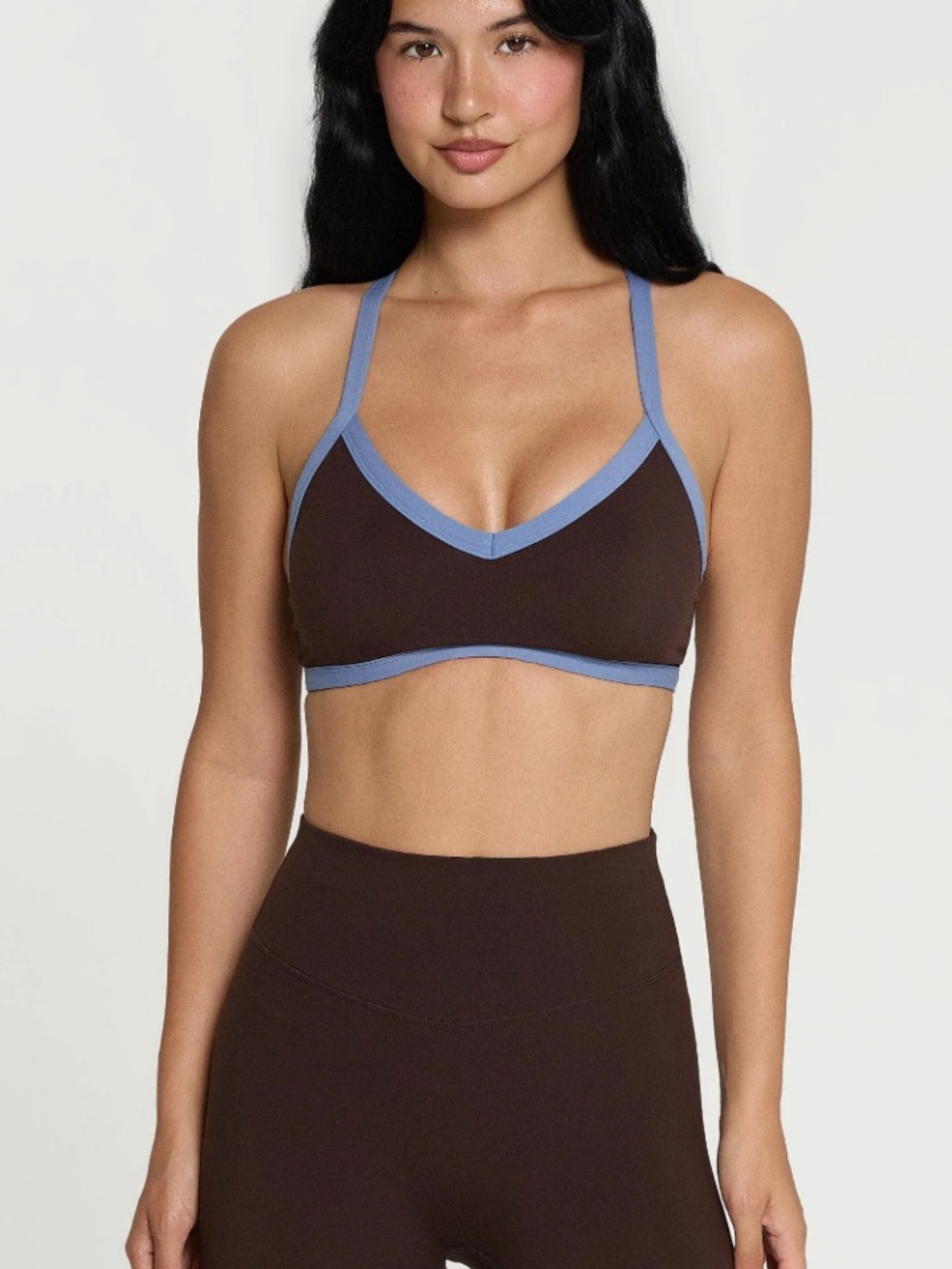 Form by Sami Clarke Contrast Trim Sports Bra Brown S
